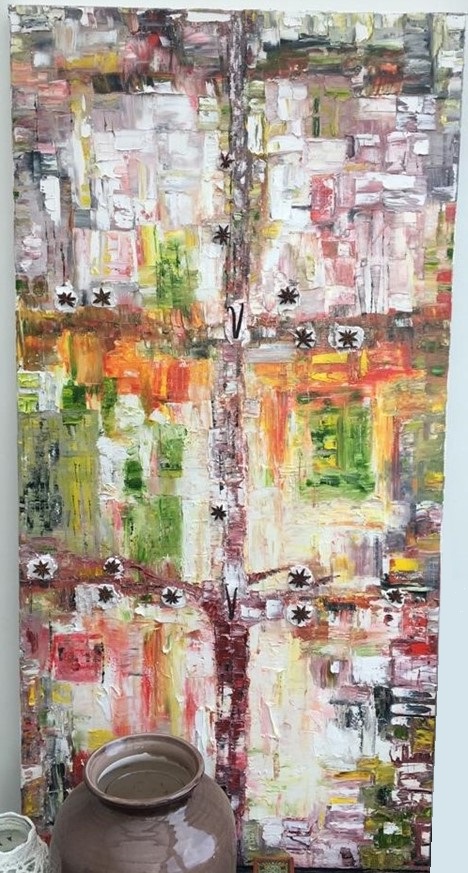 A contemporary art painting which symbols a dutch line-tree