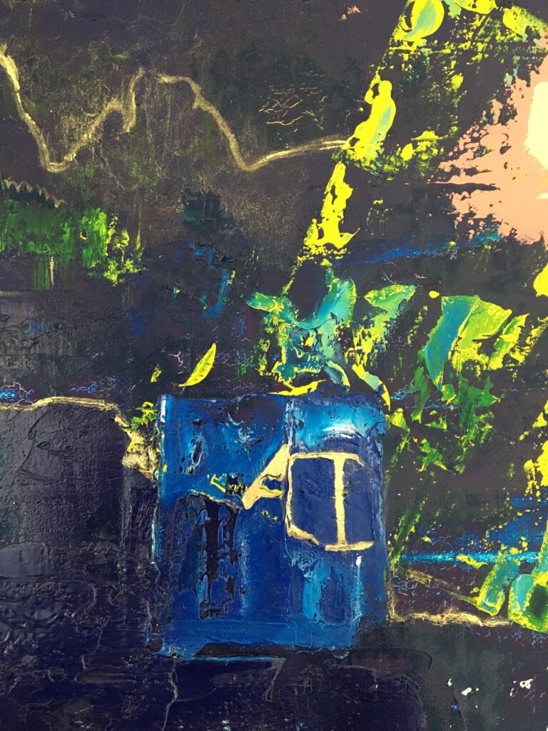 This detail of the painting AI on mars shows this hidden letters AI