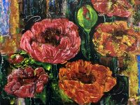 Acrylic painting about blooming flowers